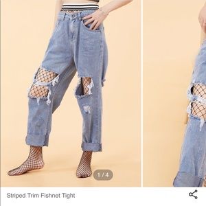 Striped trim fishnets